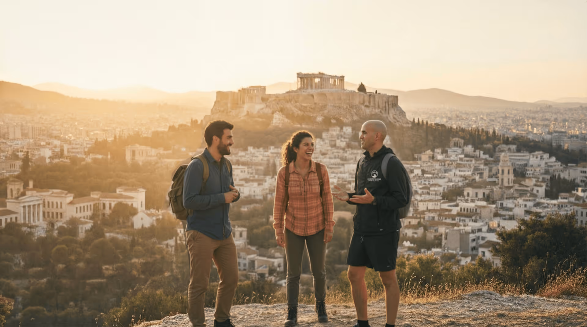 Athens skyline panorama from Lycabettus Hill at sunrise