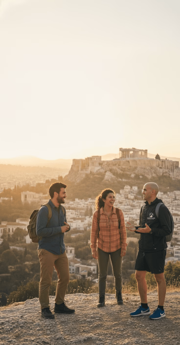 Athens tours, sunrise over the city skyline from Lycabettus Hill summit